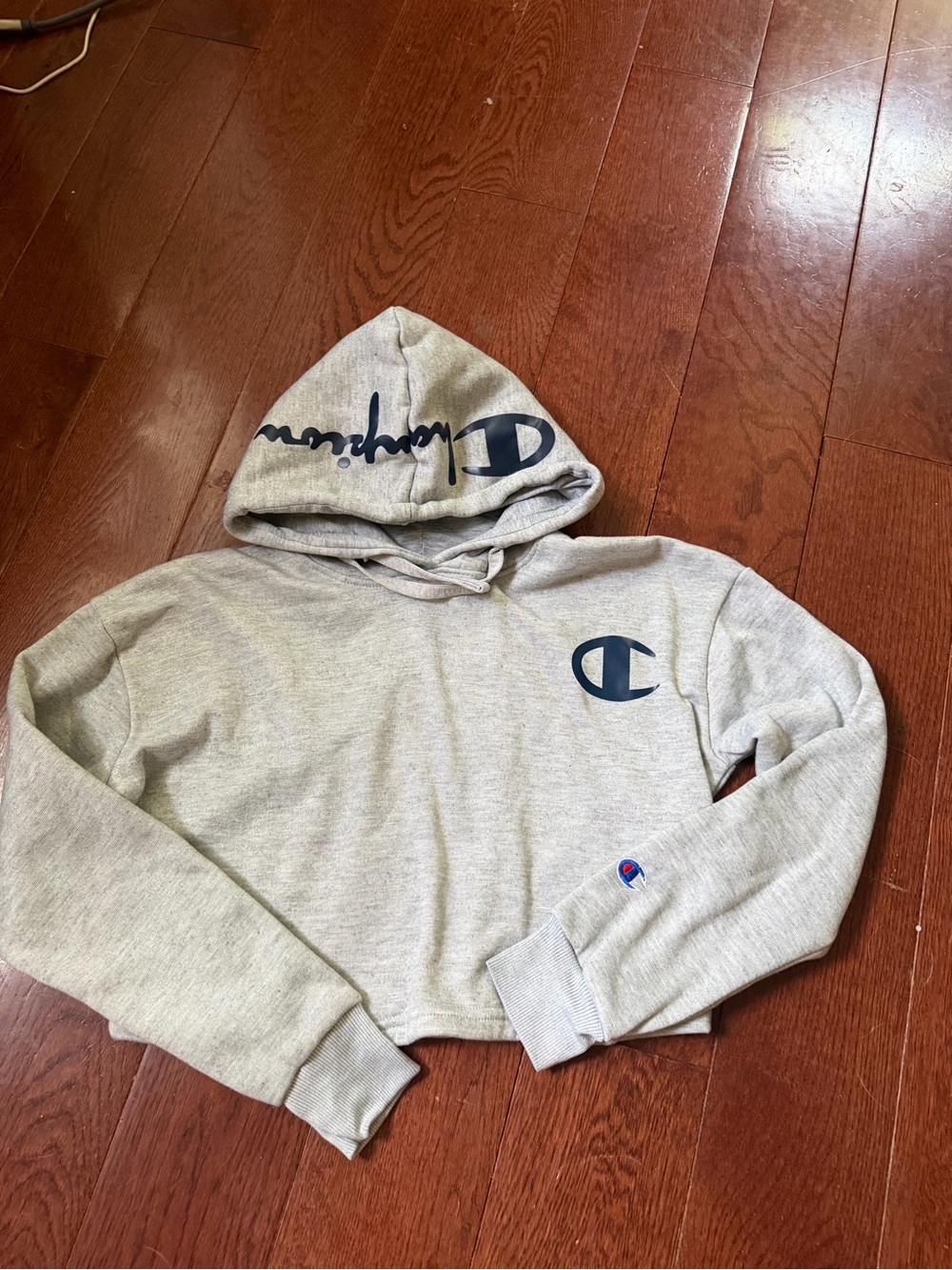 Champion Light Heather Gray Hooded Pullover with Drawstring